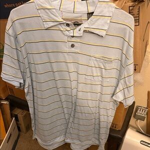 Wrangler Light Blue and Yellow Striped Polo Shirt